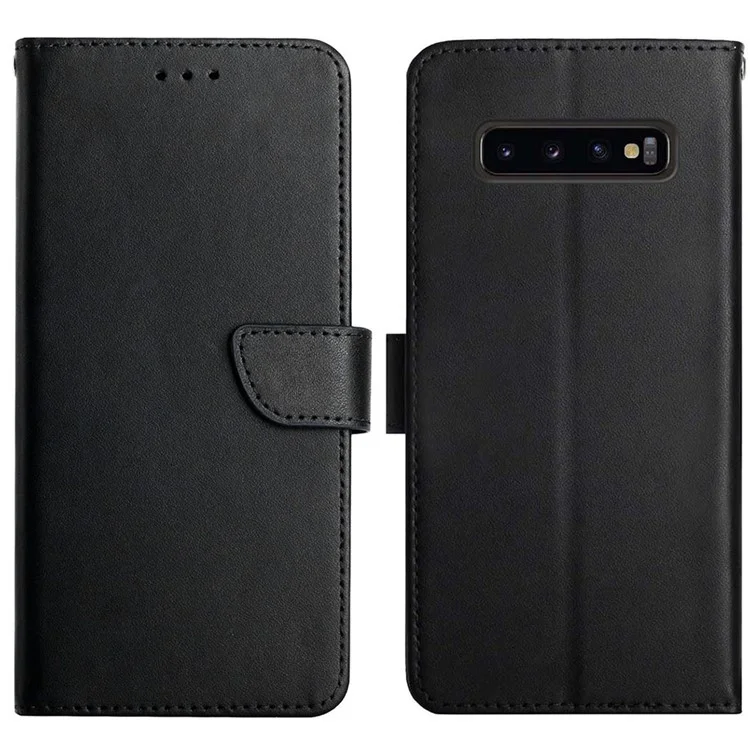 Per Samsung Galaxy S10 4G Anti-impronte digitali Impermeabile Custodia a Libro in Vera Pelle Texture Nappa Multifunzione Custodia Portafoglio con Supporto - Nero