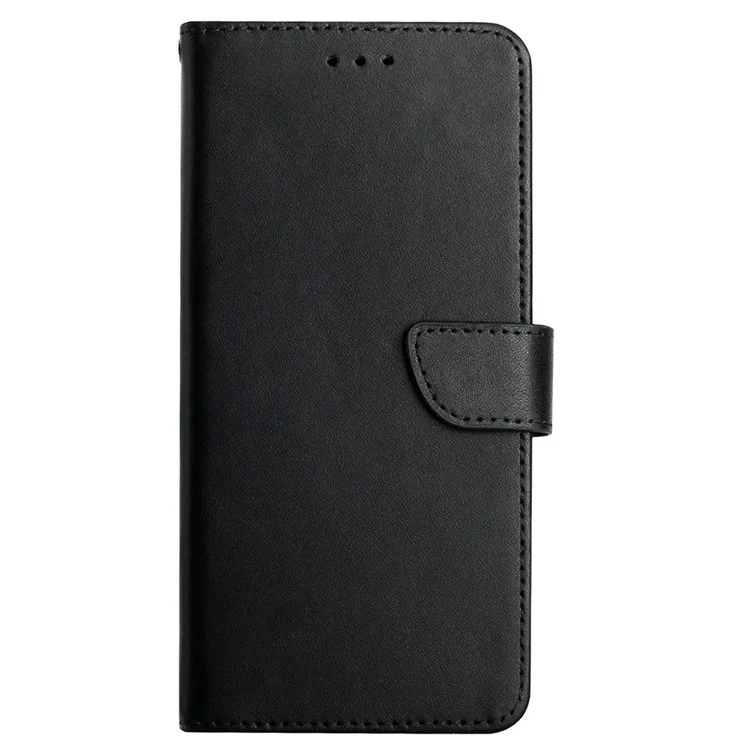 Nappa Textur Flip Cover Echte Leder -brieftasche Ständer Gute Schutzhülle Für Samsung Galaxy S21+ 5g - Schwarz