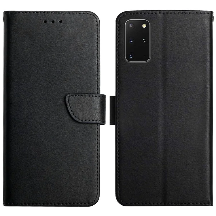 Funda de cartera de cuero genuino con cierre magnético y textura Nappa para Samsung Galaxy S20 Plus 4G/5G - Negro