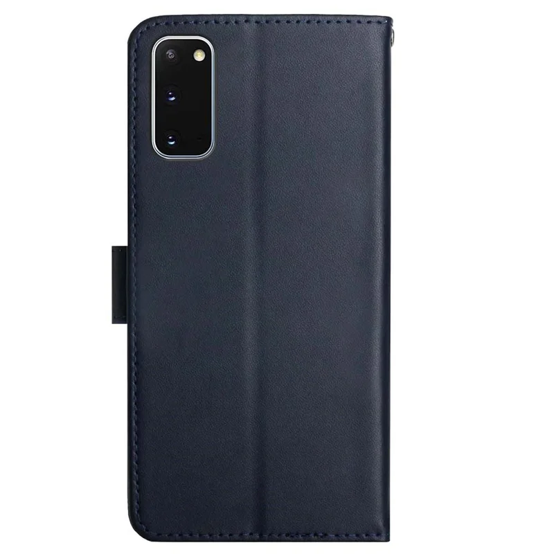 Magnetic Closure Nappa Texture Case Wallet Genuine Leather Phone Cover Shell with Stand for Samsung Galaxy S20 4G/S20 5G - Blue