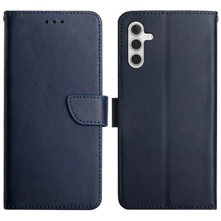 Custodia Texture Nappa Colore Solido Portafoglio Protezione Completa Custodia in Pelle Genuina per Samsung Galaxy A13 5G / A04s 4G (164,7 x 76,7 x 9,1 mm) - Blu