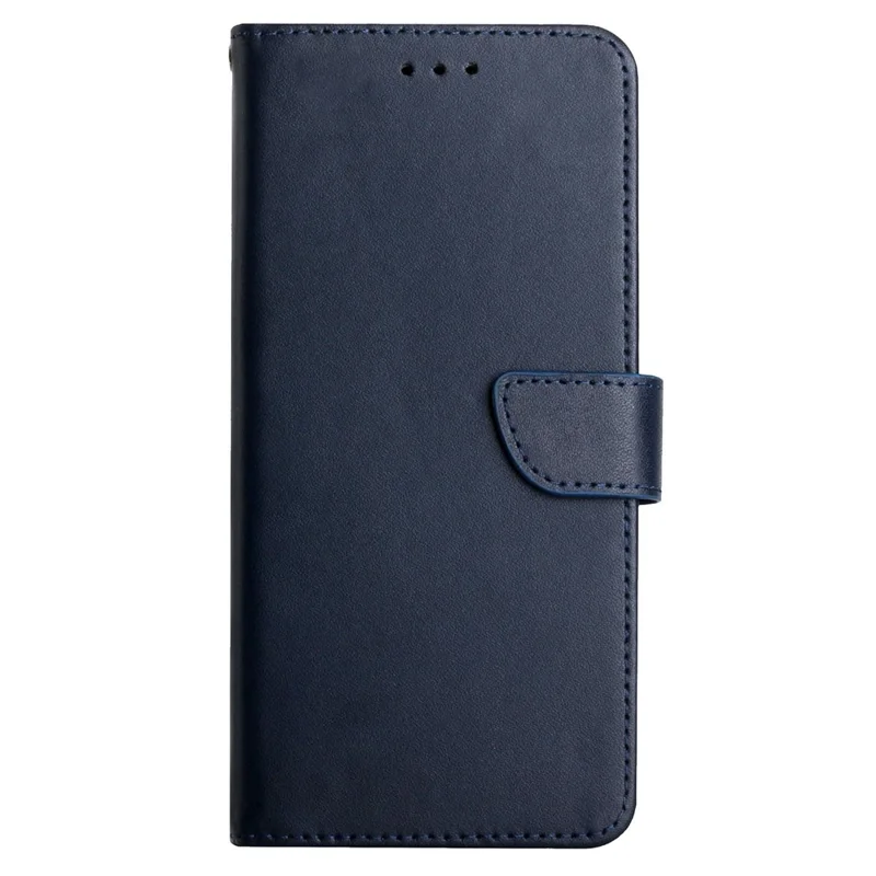Nappa Texture Genuine Leather Shell Case Solid Color Stand Wallet Phone Cover for Samsung Galaxy S22 Ultra 5G - Blue