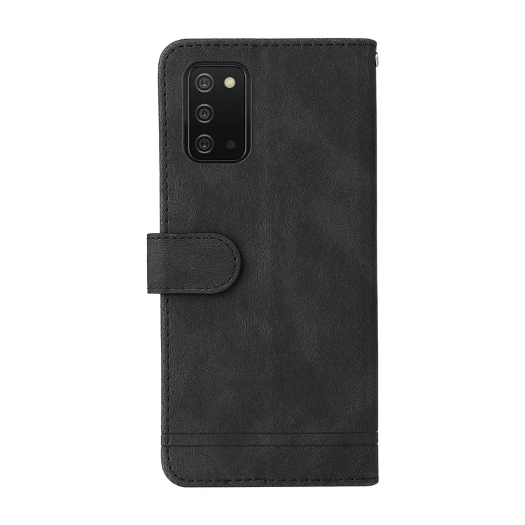 For Samsung Galaxy A03s (164.2mm) Leather Wallet Cases Skin Touch Phone Cover Stand with Strap - Black