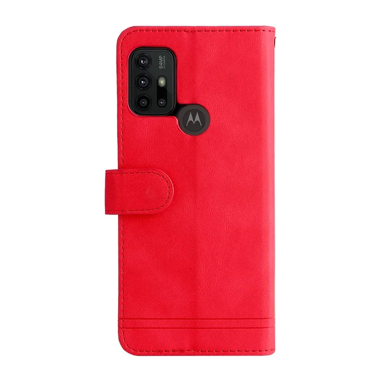 Tree Rétro Tree Métal Bouton De Décor Téléphone Flip Porte-cas PU En Cuir PU + TPU Housse Pour Motorola Moto G10 / G20 / G30 / G10 - Rouge