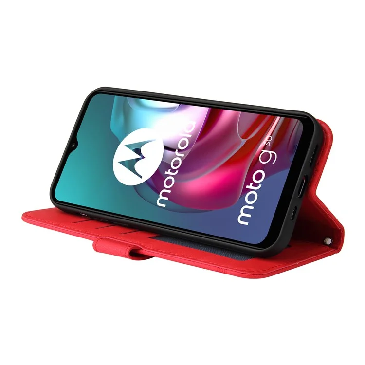 Tree Rétro Tree Métal Bouton De Décor Téléphone Flip Porte-cas PU En Cuir PU + TPU Housse Pour Motorola Moto G10 / G20 / G30 / G10 - Rouge