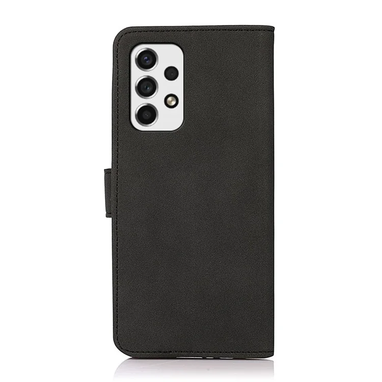 KHAZNEH Dual-sided Magnetic Clasp Textured PU Leather Phone Case Shell with Stand Wallet for Samsung Galaxy A53 5G - Nero