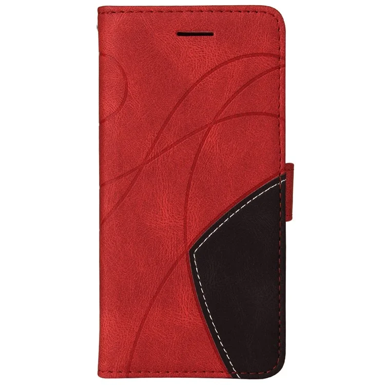 KT Leather Series-1 Custodia per telefono ben protetta Doppio colore Splicing Cinghia pratica Custodia in pelle PU con supporto per Samsung Galaxy S22 Ultra 5G - Rosso