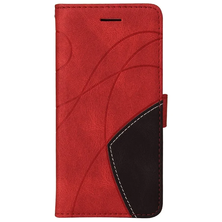 KT Leather Series-1 Двухцветный Сплайсинг Кожаный Корпус Стенд Кошелек с Помощью Lanyard Для Samsung Galaxy M52 5G - Красный