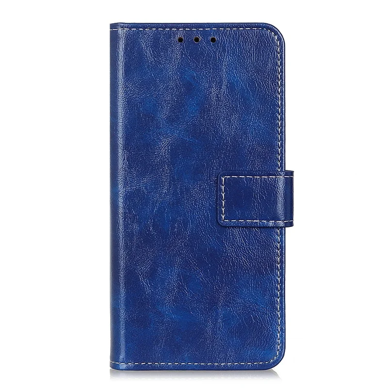 Flip Phone Cover Retro Style Crazy Horse Texture Foldable Stand Leather Phone Wallet Case for Samsung Galaxy A53 5G - Blue