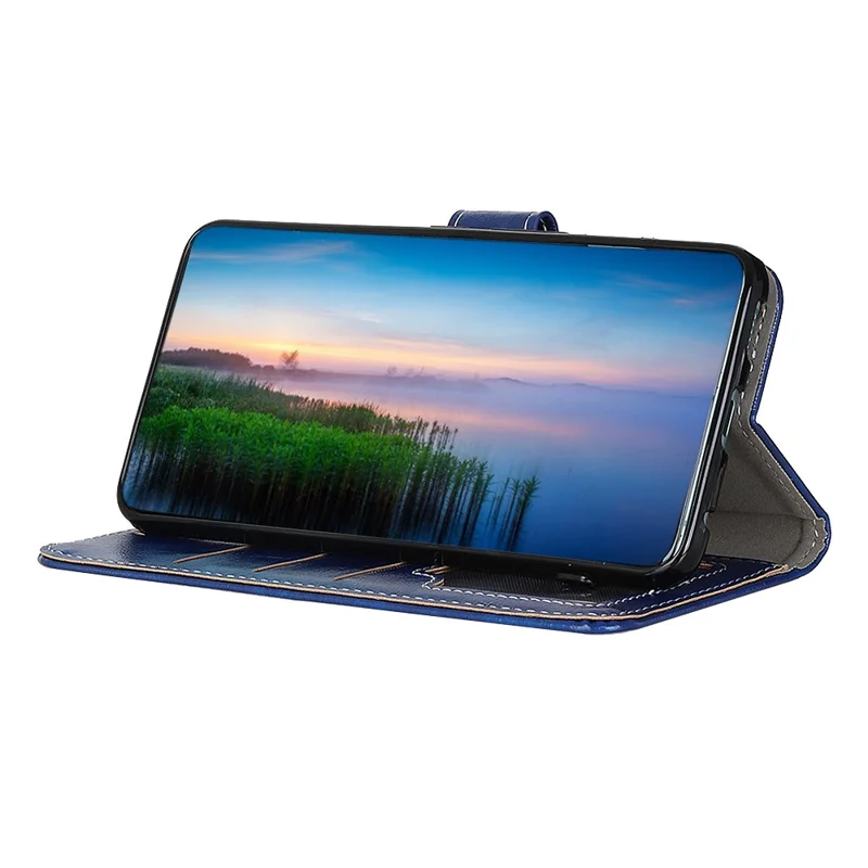 Flip Phone Cover Retro Style Crazy Horse Texture Foldable Stand Leather Phone Wallet Case for Samsung Galaxy A53 5G - Blue