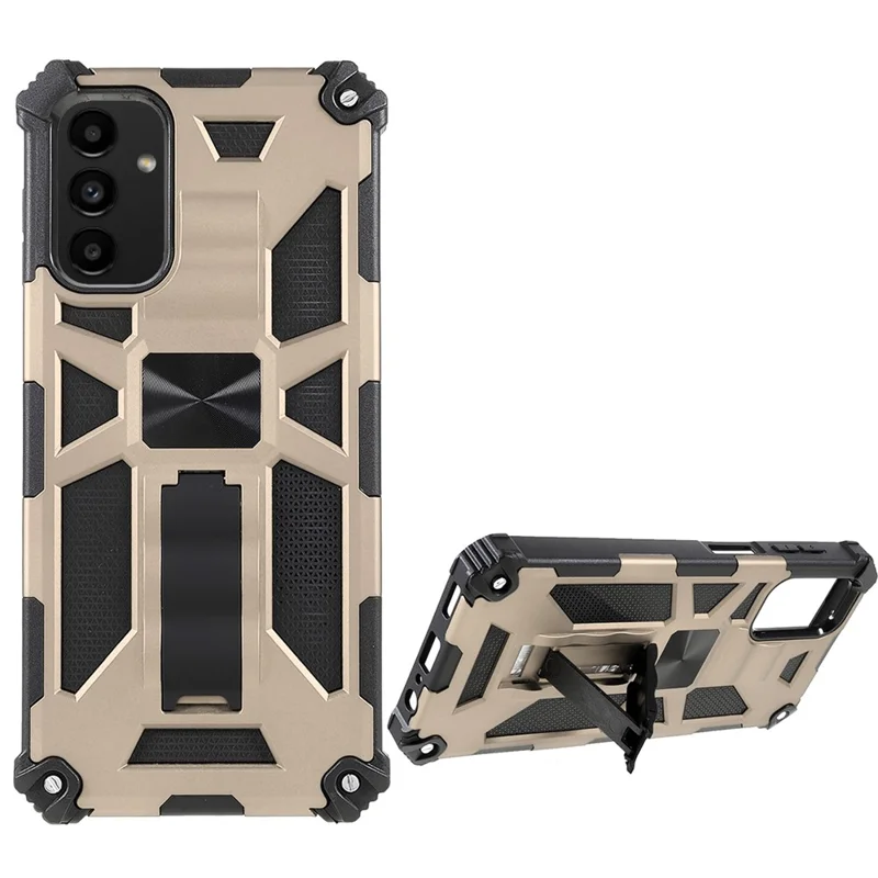 Kickstand Design Hybrid Hard PC TPU Phone Case for Samsung Galaxy A13 5G / A13 4G / A04 4G (164.4mm) / A04s 4G (164.7mm) - Gold