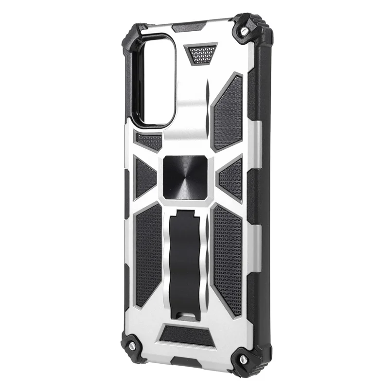 Kickstand Design Hybrid Hard PC TPU Phone Case for Samsung Galaxy A13 5G / A13 4G / A04 4G (164.4mm) / A04s 4G (164.7mm) - Silver
