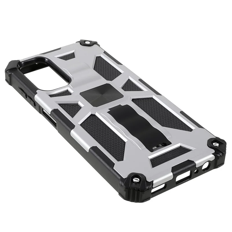Kickstand Design Hybrid Hard PC TPU Phone Case for Samsung Galaxy A13 5G / A13 4G / A04 4G (164.4mm) / A04s 4G (164.7mm) - Silver