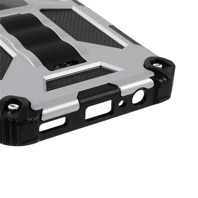 Kickstand Design Hybrid Hard PC TPU Phone Case for Samsung Galaxy A13 5G / A13 4G / A04 4G (164.4mm) / A04s 4G (164.7mm) - Silver