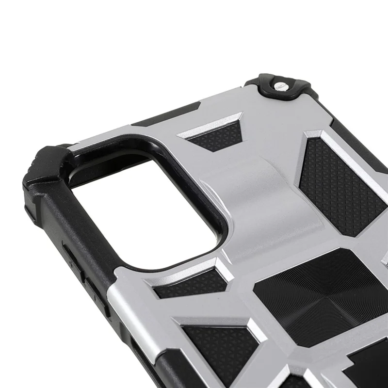 Kickstand Design Hybrid Hard PC TPU Phone Case for Samsung Galaxy A13 5G / A13 4G / A04 4G (164.4mm) / A04s 4G (164.7mm) - Silver