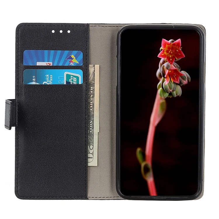 Magnetic PU Leather Stand Wallet Flip Cover Shockproof TPU Interior Protective Case for Samsung Galaxy A53 5G - Black