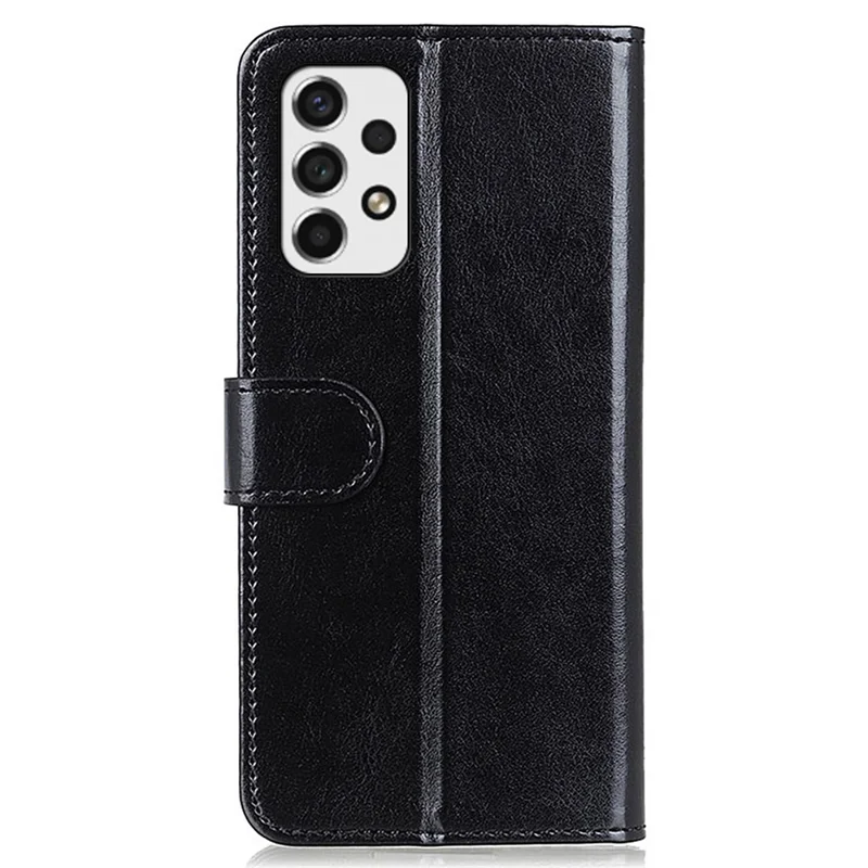 Leather Case Crazy Horse Texture Wallet Design Phone Cover Stand Shell for Samsung Galaxy A53 5G - Black