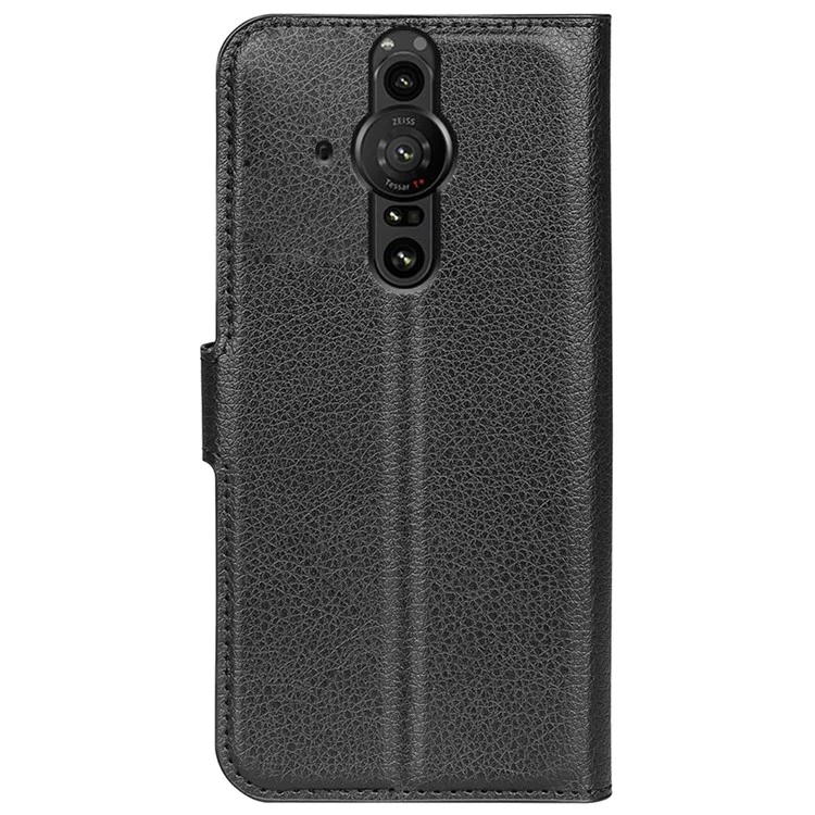 Fermeture Magnétique Litchi Texture PU Cuir Portefeuille de Portefeuille Flip Flio Folio Téléphone Couverture Pour Sony Xperia Pro-I - le Noir