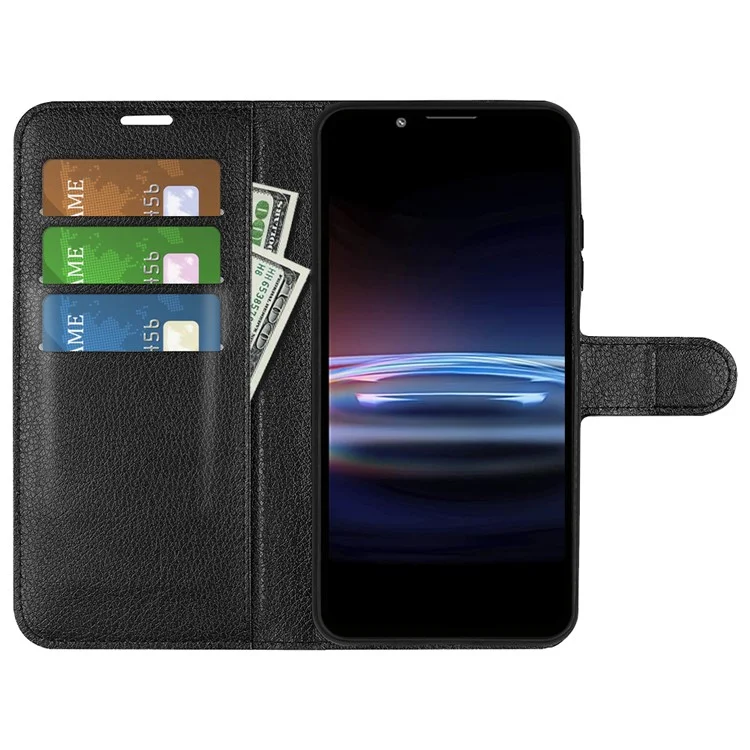 Cierre Magnético Litchi Texture PU Cuero de Cuero Case Flip Folio Folio Phone Para Sony Xperia Pro-I - Negro