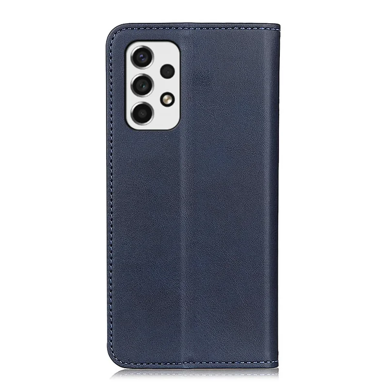 Split Leather Stand Wallet Case Auto Magnetic Closed Flip Folio Cover for Samsung Galaxy A53 5G - Blue