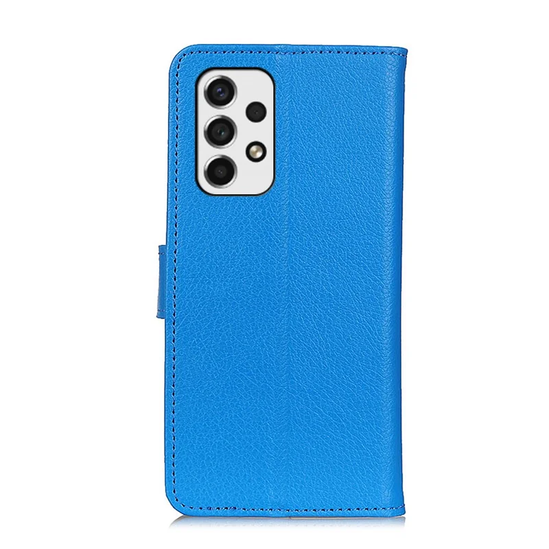 Litchi Texture PU Leather Magnetic Case Wallet Stand Shockproof Flip Protective Cover for Samsung Galaxy A53 5G - Blue