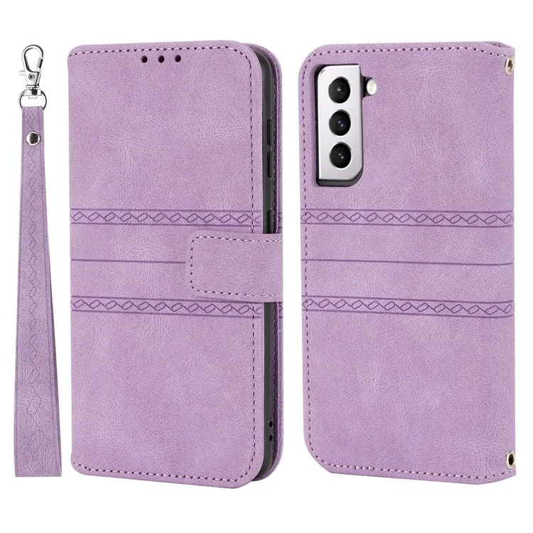 Für Samsung Galaxy S22+ 5G Schockfeste Mobiltelefon Flip Case Soft pu Leder Und TPU -geprägte Muster -brieftaschen -telefonabdeckung Mit Ständer - Helles Lila