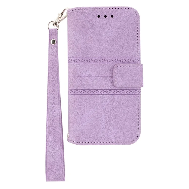 Für Samsung Galaxy S22+ 5G Schockfeste Mobiltelefon Flip Case Soft pu Leder Und TPU -geprägte Muster -brieftaschen -telefonabdeckung Mit Ständer - Helles Lila