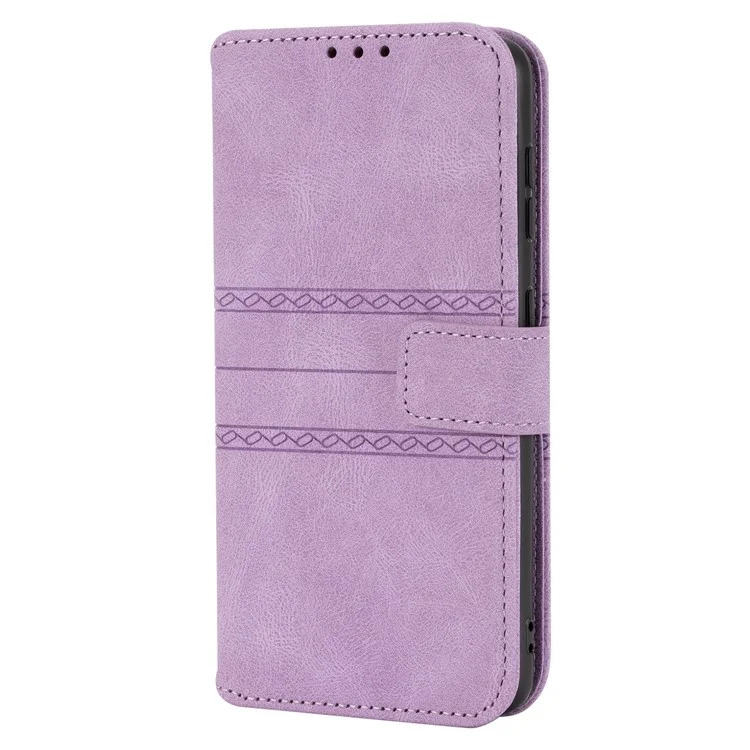 Für Samsung Galaxy S22+ 5G Schockfeste Mobiltelefon Flip Case Soft pu Leder Und TPU -geprägte Muster -brieftaschen -telefonabdeckung Mit Ständer - Helles Lila