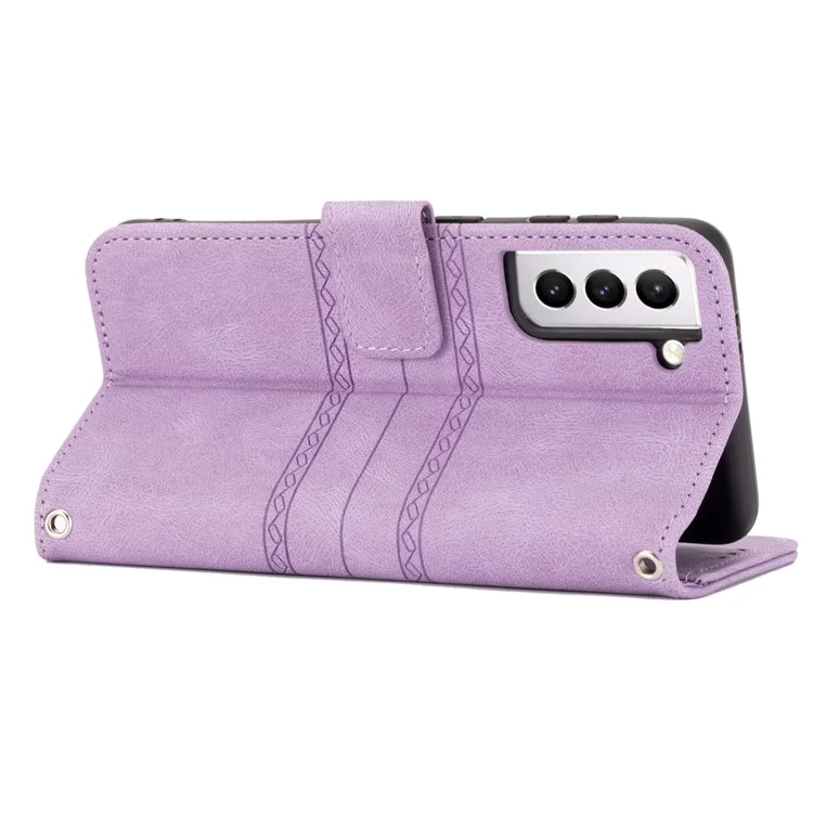 Für Samsung Galaxy S22+ 5G Schockfeste Mobiltelefon Flip Case Soft pu Leder Und TPU -geprägte Muster -brieftaschen -telefonabdeckung Mit Ständer - Helles Lila