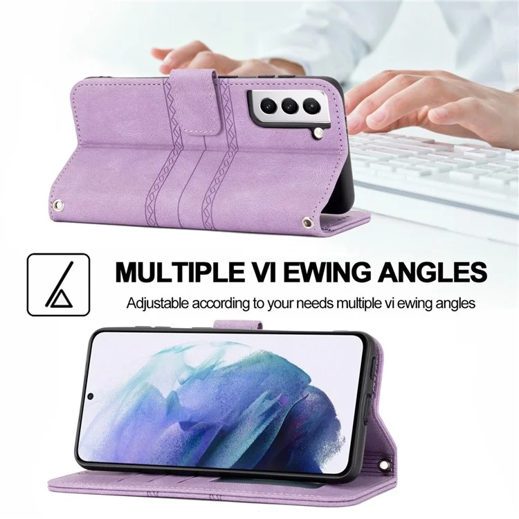 Für Samsung Galaxy S22+ 5G Schockfeste Mobiltelefon Flip Case Soft pu Leder Und TPU -geprägte Muster -brieftaschen -telefonabdeckung Mit Ständer - Helles Lila