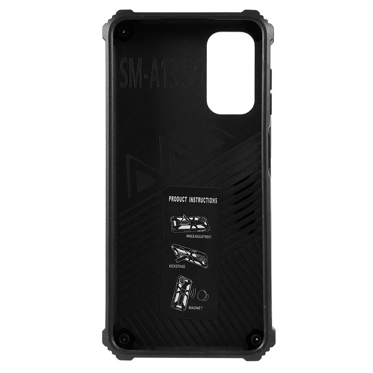 Military Grade Camouflage Design Anti-fall Phone Case Cover with Hidden Kickstand and Built-in Metal Sheet for Samsung Galaxy A13 5G - Light Green