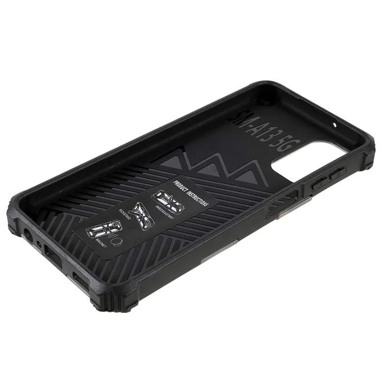 Military Grade Camouflage Design Anti-fall Phone Case Cover with Hidden Kickstand and Built-in Metal Sheet for Samsung Galaxy A13 5G - Light Green