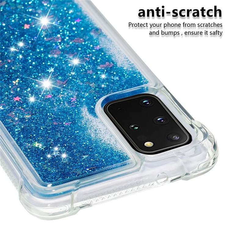 TPU Suave Bien Protegido Que Fluye Con Arena de Teléfono de Teléfono Para Samsung Galaxy S20 Más 4G/5G - Corazones Azules