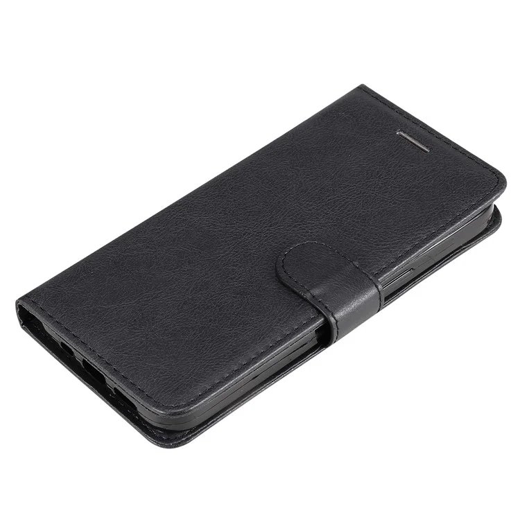 For Samsung Galaxy S22+ 5G Case Solid Color Leather Mobile Cover Wallet Stand with Strap - Black