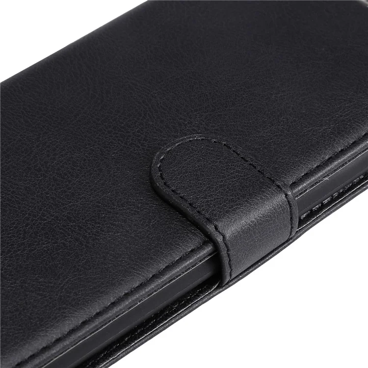 For Samsung Galaxy S22+ 5G Case Solid Color Leather Mobile Cover Wallet Stand with Strap - Black