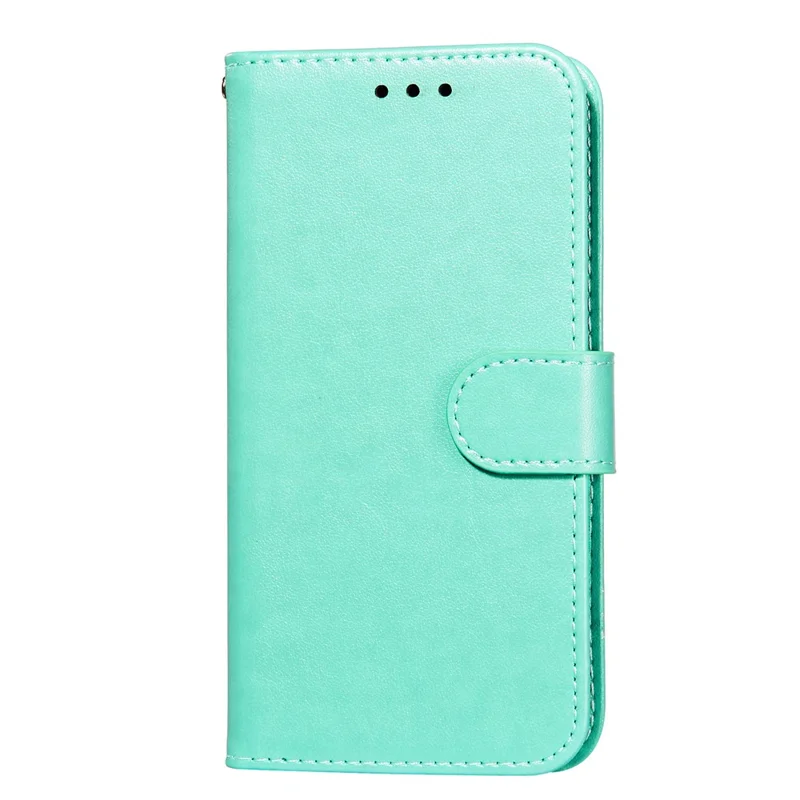 Anti-scratch Flip Phone Cover Solid Color PU Leather Wallet Stand Phone Case for Samsung Galaxy S22 Ultra 5G - Green