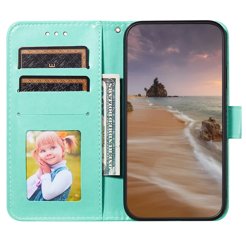 Anti-scratch Flip Phone Cover Solid Color PU Leather Wallet Stand Phone Case for Samsung Galaxy S22 Ultra 5G - Green