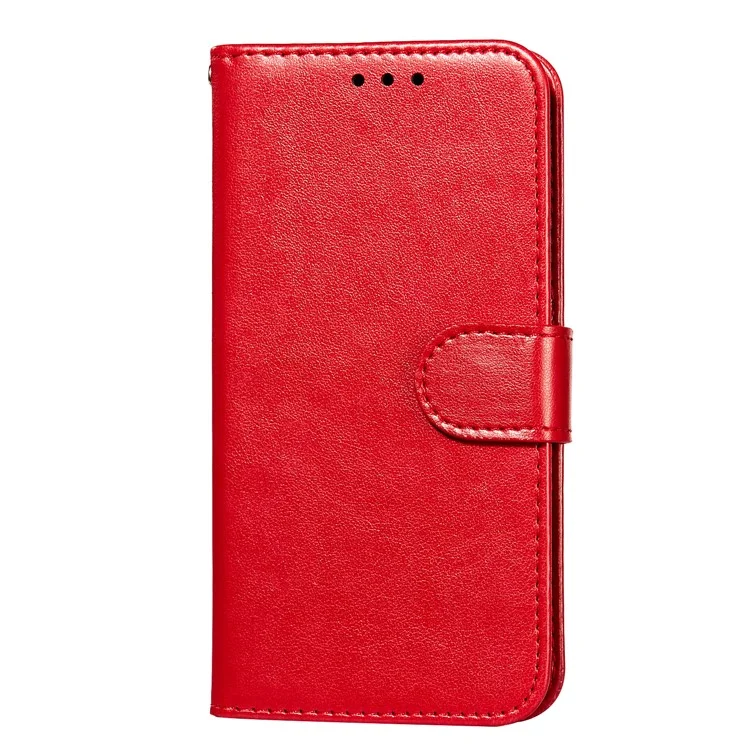 Etui à rabat en cuir PU de couleur unie à fermeture magnétique double face avec dragonne pour Samsung Galaxy A13 5G / A04s 4G (164,7 x 76,7 x 9,1 mm) - Rouge