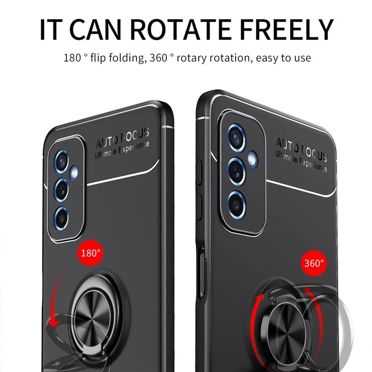 Porta Ad Anello Magnetico Kickstand Soft TPU Cover Protettivo Assorbente Per Ammortizzatore Per Samsung Galaxy M52 5G - Nero Rosso