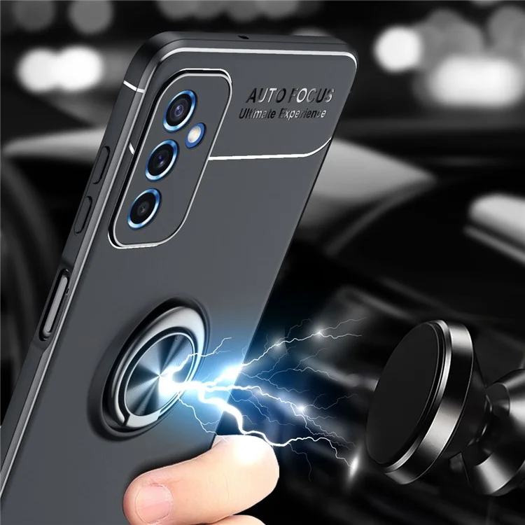 Porta Ad Anello Magnetico Kickstand Soft TPU Cover Protettivo Assorbente Per Ammortizzatore Per Samsung Galaxy M52 5G - Nero Rosso