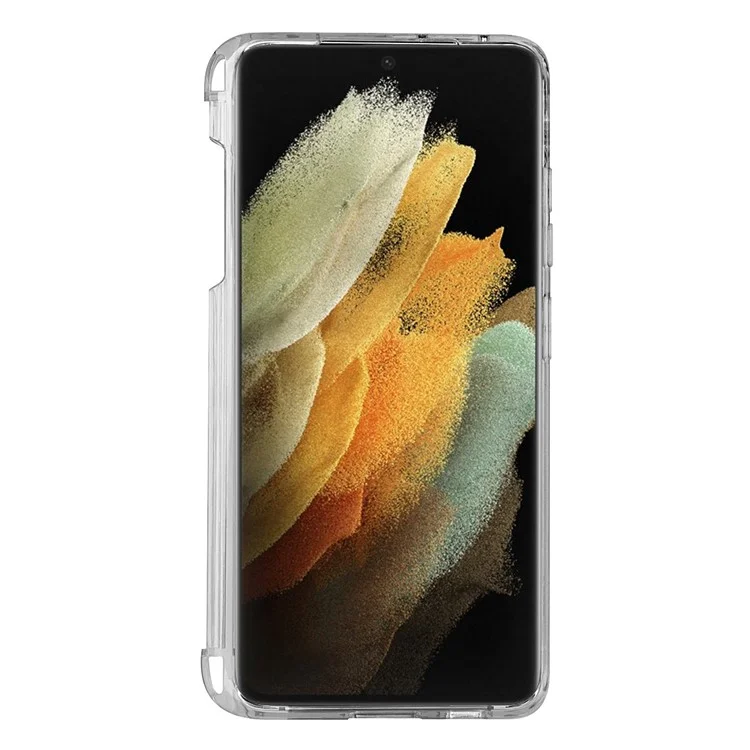 Kickstand Flexible Soft TPU Transparent Protective Case mit Stifthalter Slot für Samsung Galaxy S21 Ultra 5G