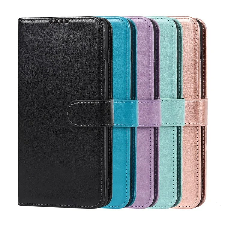R61 Texture Feld Seam Phone Case Cinturino Da Polso Anti-Drop Portafoglio In Pelle PU Cover Con Supporto Per Samsung Galaxy S10 - Nero
