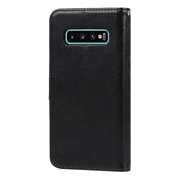 R61 Texture Feld Seam Phone Case Cinturino Da Polso Anti-Drop Portafoglio In Pelle PU Cover Con Supporto Per Samsung Galaxy S10 - Nero