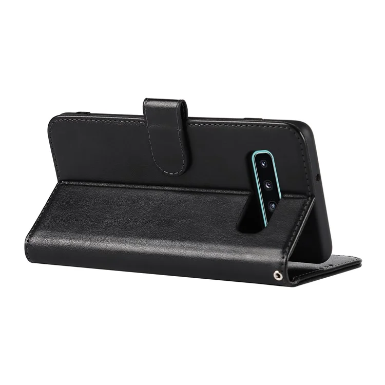 R61 Texture Feld Seam Phone Case Cinturino Da Polso Anti-Drop Portafoglio In Pelle PU Cover Con Supporto Per Samsung Galaxy S10 - Nero