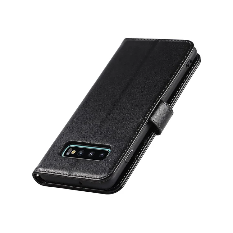 R61 Texture Feld Seam Phone Case Cinturino Da Polso Anti-Drop Portafoglio In Pelle PU Cover Con Supporto Per Samsung Galaxy S10 - Nero