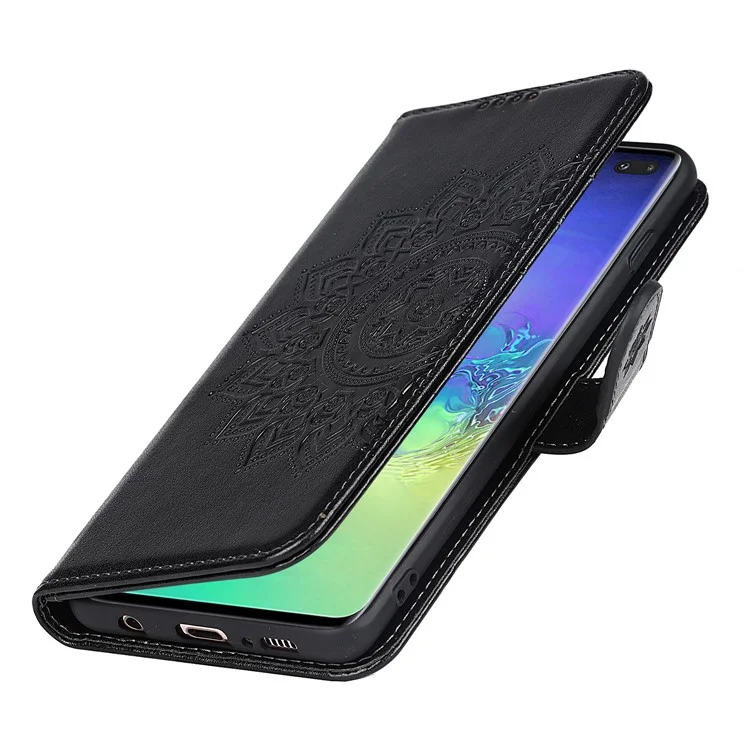 R61 Texture Feld Seam Phone Case Pattern Improntato Elegante Portafoglio In Pelle PU Con Supporto Per Samsung Galaxy S10 - Nero