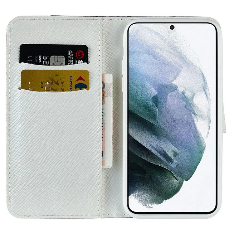 360-Degree Protective Crocodile Texture Glittery Powder Splicing Leather Wallet Case for Samsung Galaxy S22 5G - Rose Gold