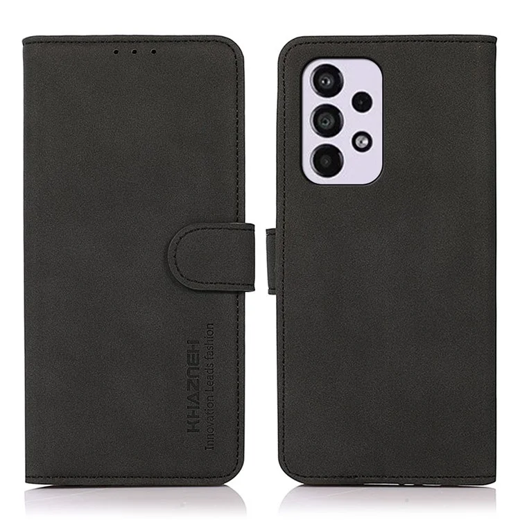 KHAZNEH Textured PU Leather Phone Wallet Flip Cover Stand Function Magnetic Protection Folio Case per Samsung Galaxy A33 5G - Nero