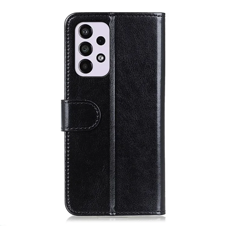 Crazy Horse Textur PU Leder Magnetic Flip Cover Stand Wallet Telefonhülle Für Samsung Galaxy A33 5g - Schwarz