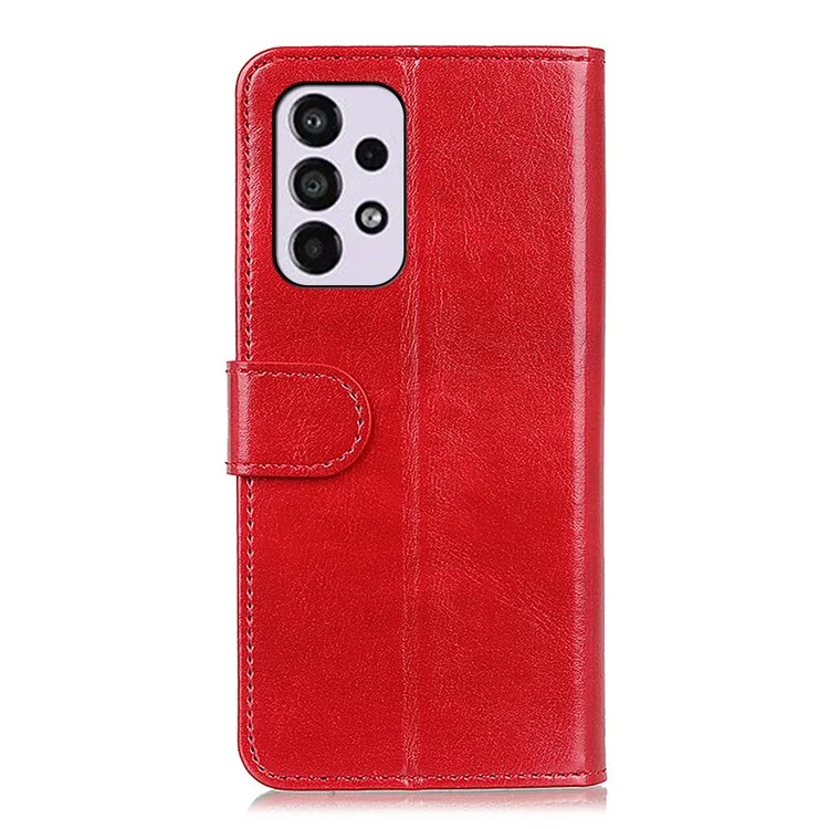 Crazy Horse Texture PU Leather Magnetic Flip Cover Stand Wallet Phone Case for Samsung Galaxy A33 5G - Red